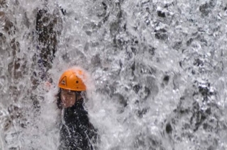  Under a waterfall